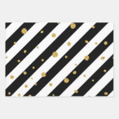 Schwarz-Weiß-Streifen mit Goldfarben Geschenkpapier Set (Vorderseite 2)