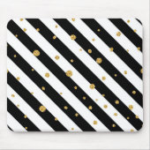 Schwarz-Weiß-Streifen mit Goldkonfetti Mousepad (Vorne)