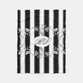 Schwarz-Weiß-Streifen mit grauen Blätter Fleecedecke (Vorderseite)