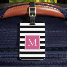 Schwarz-Weiß-Streifen mit hellrosa Monogramm