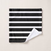 Schwarz-Weiß-Streifen Mit Monogramm Badhandtuch Set (Waschlappen)