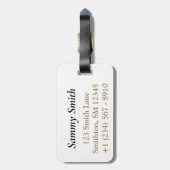 Schwarz-Weiß-Streifen mit Monogramm Gepäckanhänger (Rückseite vertikal)