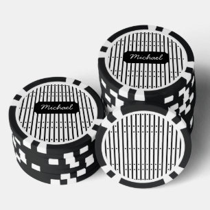 Schwarz-Weiß-Streifen mit Punkten, individuell Pokerchips
