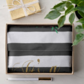 Schwarz-Weiß-Streifen mit rosafarbenem Blumen| Bab Seidenpapier (Geschenk)