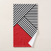 Schwarz-Weiß-Streifen mit rotem Dreieck Badhandtuch Set (Handtuch)