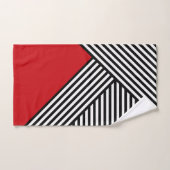 Schwarz-Weiß-Streifen mit rotem Dreieck Badhandtuch Set (Handtuch)