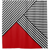 Schwarz-Weiß-Streifen mit rotem Dreieck Duschvorhang (Vorderseite)