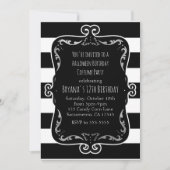 Schwarz/Weiß Streifen mit silberfarbenem weißem Pa Einladung (Vorderseite)