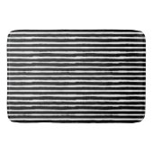 Schwarz-Weiß-Streifen mit Wasserfarben Badematte (Vorderseite)