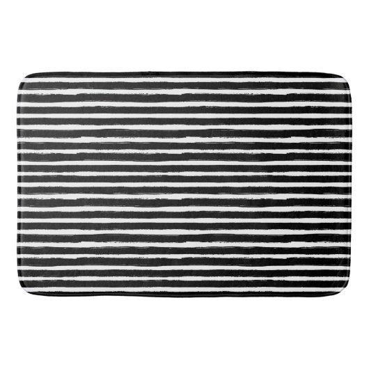 Schwarz-Weiß-Streifen mit Wasserfarben Badematte (Vorderseite)