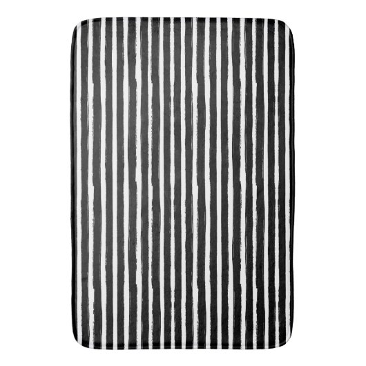Schwarz-Weiß-Streifen mit Wasserfarben Badematte (Vorderseite Vertikal)