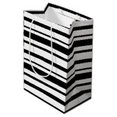 Schwarz-Weiß-Streifen Mittlere Geschenktüte (Rückseite Schrägansicht)