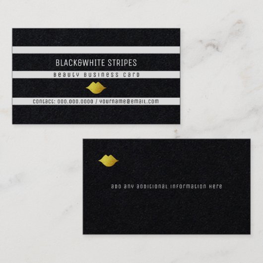 Schwarz-Weiß-Streifen moderne Schönheit Visitenkarte (Vorne/Hinten)