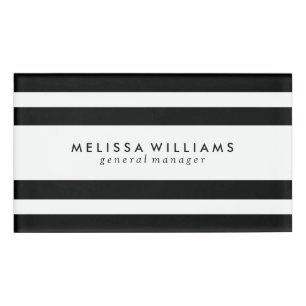 Schwarz-Weiß-Streifen Modernes Design Namenschild