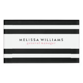 Schwarz-Weiß-Streifen Modernes Design Namenschild (Vorderseite)