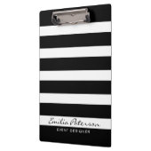 Schwarz-Weiß-Streifen Modernes geometrisches Muste Klemmbrett (Links)