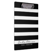 Schwarz-Weiß-Streifen Modernes geometrisches Muste Klemmbrett (Rechts)