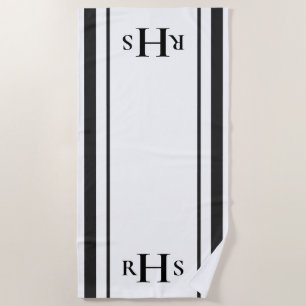 Schwarz-Weiß-Streifen, Monogram Beach Tow Strandtuch