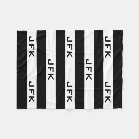 Schwarz-Weiß-Streifen-Monogramm-Fleecedecke Fleecedecke (Vorderseite (Horizontal))