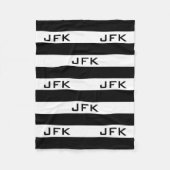 Schwarz-Weiß-Streifen-Monogramm-Fleecedecke Fleecedecke (Vorderseite)