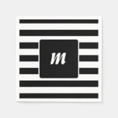 Schwarz-Weiß-Streifen-Monogramm Serviette (Vorderseite)