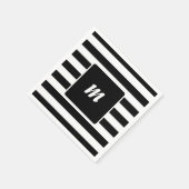 Schwarz-Weiß-Streifen-Monogramm Serviette (Ecke)