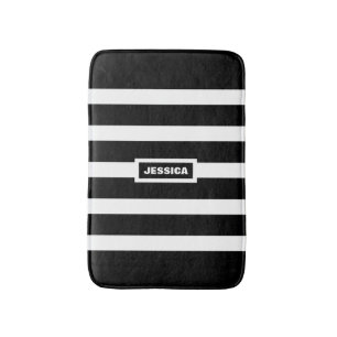 Schwarz-Weiß-Streifen, monogrammatisch Badematte