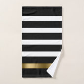 Schwarz-Weiß Streifen Muster Gold Akzente Badhandtuch Set (Handtuch)