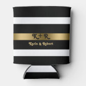 Schwarz-Weiß Streifen Muster Gold Akzente Dosenkühler (Vorderseite)
