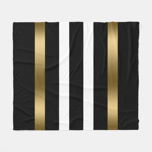 Schwarz-Weiß Streifen Muster Gold Akzente Fleecedecke (Vorderseite (Horizontal))