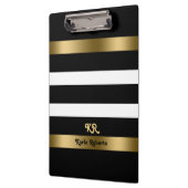 Schwarz-Weiß Streifen Muster Gold Akzente Klemmbrett (Links)