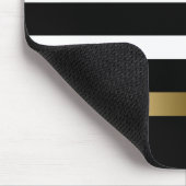 Schwarz-Weiß Streifen Muster Gold Akzente Mousepad (Ecke)