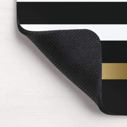 Schwarz-Weiß Streifen Muster Gold Akzente Mousepad (Ecke)