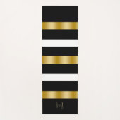Schwarz-Weiß Streifen Muster Gold Streifen Akzent Yogamatte (Vorderseite)