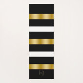 Schwarz-Weiß Streifen Muster Gold Streifen Akzent Yogamatte (Rückseite)