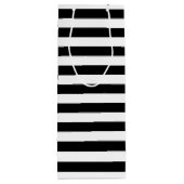 Schwarz-Weiß-Streifen Muster Grüne Monogramm Geschenktüte Für Weinflaschen (Rückseite)