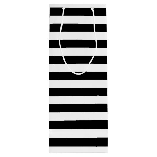Schwarz-Weiß-Streifen Muster Grüne Monogramm Geschenktüte Für Weinflaschen (Rückseite)