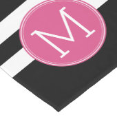 Schwarz-Weiß-Streifen Muster - Hot-Pink-Monogramm Kurzer Tischläufer (Ecke)