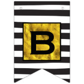 Schwarz-Weiß-Streifen-Muster mit Goldene Hochzeit Wimpelkette (Erste Fahne)