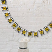 Schwarz-Weiß-Streifen-Muster mit Goldene Hochzeit Wimpelkette