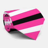 Schwarz-Weiß Streifen Muster Modernes Hot Pink Krawatte (Gerollt)