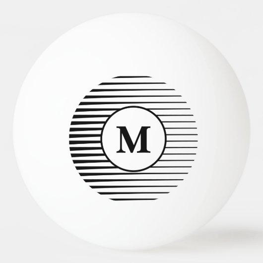 Schwarz-Weiß Streifen Muster Monogramme Stilvoll Tischtennisball (Rückseite)