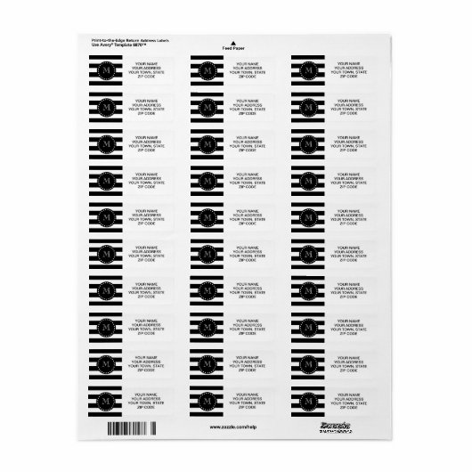 Schwarz-Weiß-Streifen-Muster, Schwarz-Monogramm (Vorne)