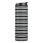 Schwarz Weiß Streifen Muster Thermosbecher (Nach links gedreht)