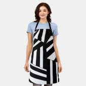 Schwarz-Weiß-Streifen Musterküche Schürze (Getragen)