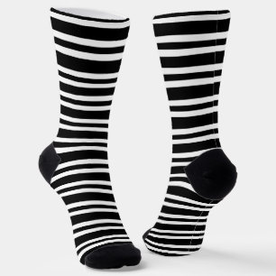 Schwarz Weiß Streifen Nahtloses Muster Socken