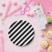 Schwarz-Weiß-Streifen Pappteller (Party)