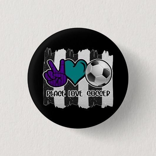 Schwarz-Weiß-Streifen Peace Liebe Soccer Button (Vorderseite)