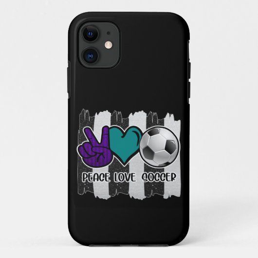Schwarz-Weiß-Streifen Peace Liebe Soccer Case-Mate iPhone Hülle (Rückseite)