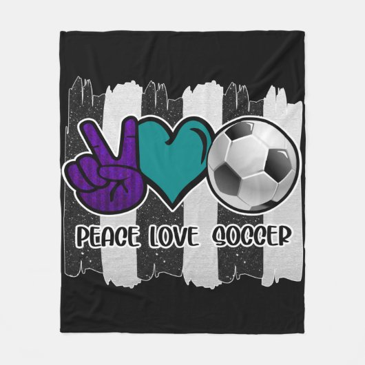 Schwarz-Weiß-Streifen Peace Liebe Soccer Fleecedecke (Vorderseite)